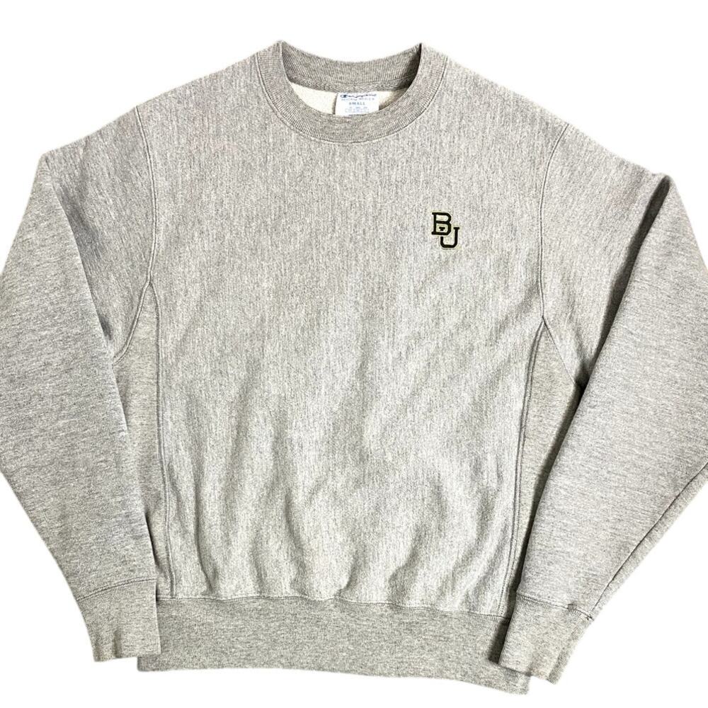 Vtg Champion Reverse Weave Sweatshirt Mens Small Heather Gray Crewneck Baylor TX